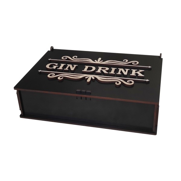 Caixa de Gin com Potinhos e Mexedor de Drinks | Preto | Linha Colors | 74700 |